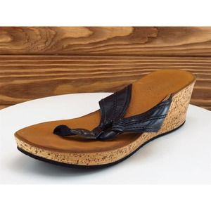 Clarks Size 9 M Women Sandal Flip Flop‎ Black Leather